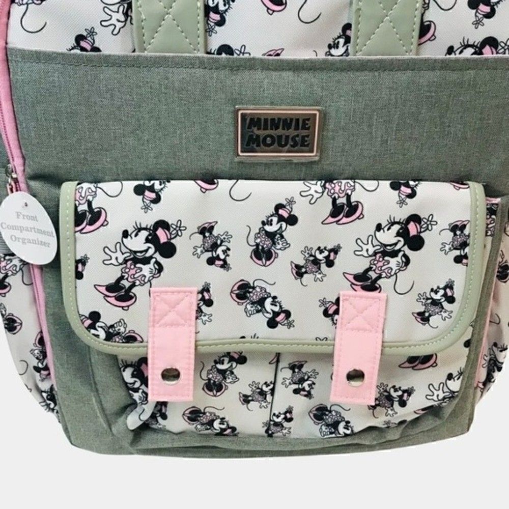 New! Disney Baby Minnie Mouse Multi-Piece Diaper Backpack Changing Pad Bag Set - Picture 7 of 16